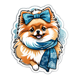 pomeranian bow scarf SVG PNG design with clean design elements