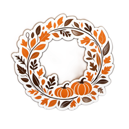 autumn pumpkins leaves wreath SVG PNG design with orange floral elements