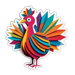 thanksgiving colorful paper turkey SVG PNG design with clean design elements
