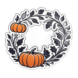 pumpkin wreath SVG PNG design with clean design elements, black and orange floral elements