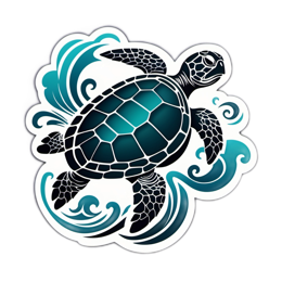 turtle wave sticker SVG PNG design with clean design elements