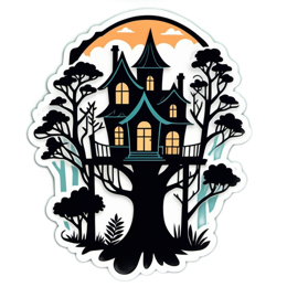 halloween treehouse night SVG PNG design with clean design elements