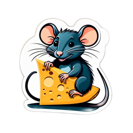 sticker cheese mouse SVG PNG design with clean design elements