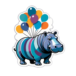 hippopotamus balloons SVG PNG design with clean design elements