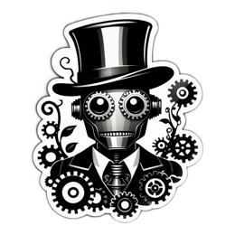 robot tophat gears SVG PNG design with clean design elements