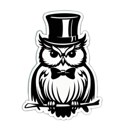 owl top hat bowtie SVG PNG design with clean design elements