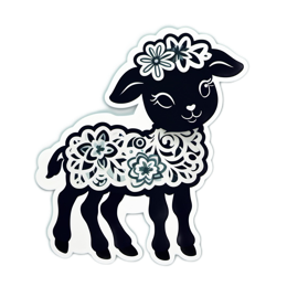 lamb floral SVG PNG design with clean design elements, black and white floral elements