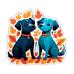 dogs autumn SVG PNG design with black and orange floral elements