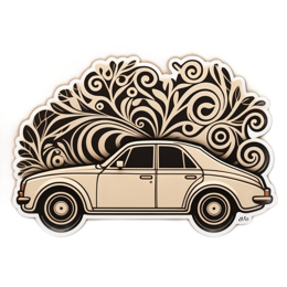 vehicle floral SVG PNG design with black floral elements
