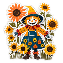 scarecrow sunflowers SVG PNG design with clean design elements