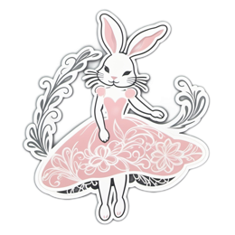unicorn rabbit dress floral SVG PNG design with pink floral elements