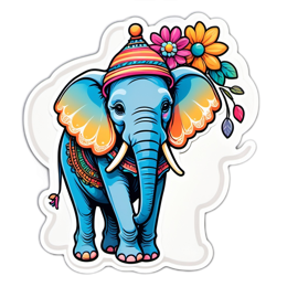 elephant colorful flowers SVG PNG design