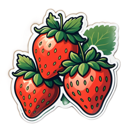 strawberries stickers SVG PNG design with clean design elements