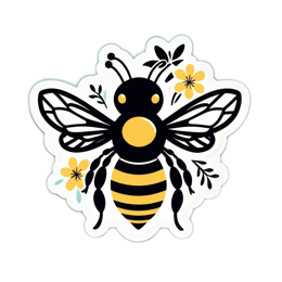 bumblebee flower SVG PNG design with clean design elements, black and red floral elements