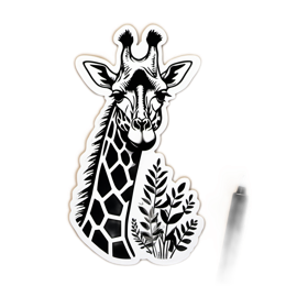 giraffe blackwhite botanical SVG PNG design with clean design elements