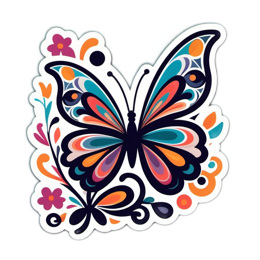 butterfly colorful floral SVG PNG design with clean design elements, orange and pink floral elements
