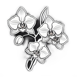 flower orchid SVG PNG design with clean design elements, black and white floral elements