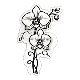 orchid sticker floral SVG PNG design with black and white floral elements