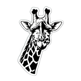 giraffe blackandwhite sticker SVG PNG design with clean design elements