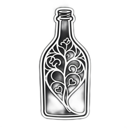 bottle floral SVG PNG design with clean design elements, black and white floral elements