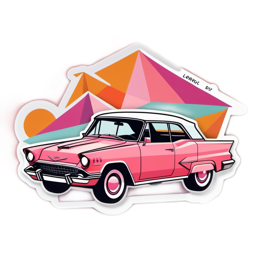 pink car geometric SVG PNG design with clean design elements