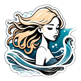 woman waterwaves SVG PNG design with clean design elements