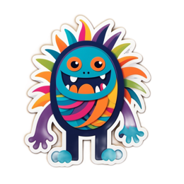 colorful monster sticker SVG PNG design with clean design elements