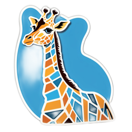 giraffe colorful sticker SVG PNG design with clean design elements
