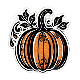 pumpkin patterns SVG PNG design with clean design elements, black and orange floral elements