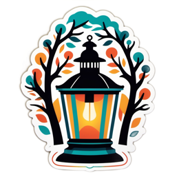 lantern trees SVG PNG design with clean design elements
