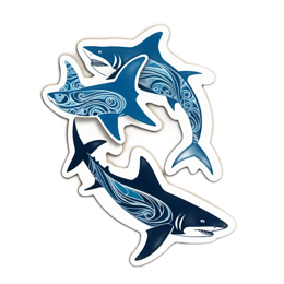 sharks sticker SVG PNG design with clean design elements