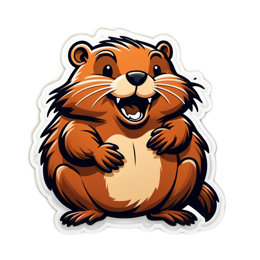 sticker cartoon beaver SVG PNG design with clean design elements