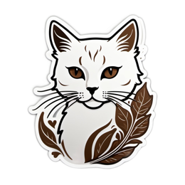 sticker cat foliage SVG PNG design with clean design elements