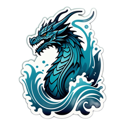 dragon wave sticker SVG PNG design with clean design elements