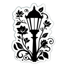 lamp floral SVG PNG design with black and white floral elements