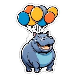 happy hippo balloons SVG PNG design with clean design elements