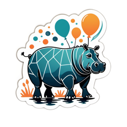 hippo balloons SVG PNG design with clean design elements