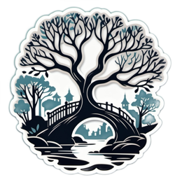 fantasy tree bridge SVG PNG design with clean design elements