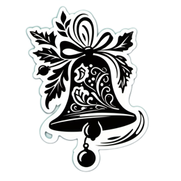 bell holiday floral SVG PNG design with black and white floral elements