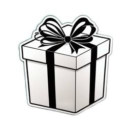 gift black white ribbon SVG PNG design with clean design elements