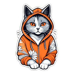 sticker cat hoodie SVG PNG design with clean design elements