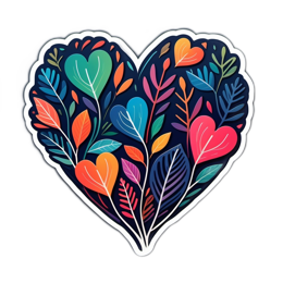 heart leaves floral SVG PNG design with orange and red floral elements