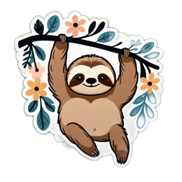 sloth flower SVG PNG design with clean design elements