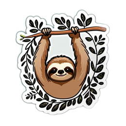 sloth leaves SVG PNG design with clean design elements