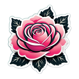 rose flower sticker SVG PNG design with clean design elements, black and pink floral elements