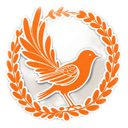 bird laurel wreath SVG PNG design with clean design elements, orange and green floral elements
