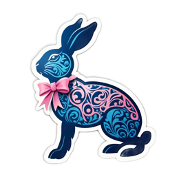 easter rabbit floral SVG PNG design with pink and blue floral elements