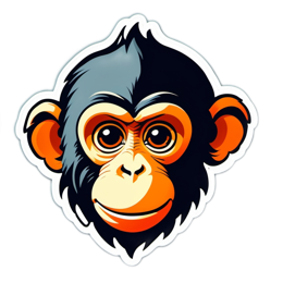 monkey face sticker SVG PNG design with clean design elements