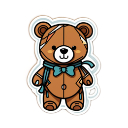 sticker teddy bear SVG PNG design with clean design elements