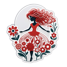 fashion flowersticker floral SVG PNG design with clean design elements, black and red floral elements